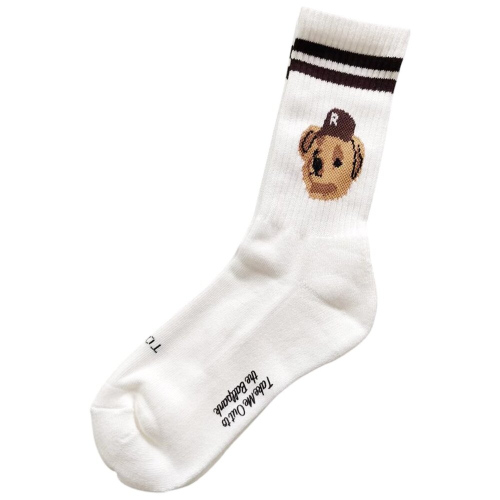 Rostersox Team Bear Crew Socks White Brown